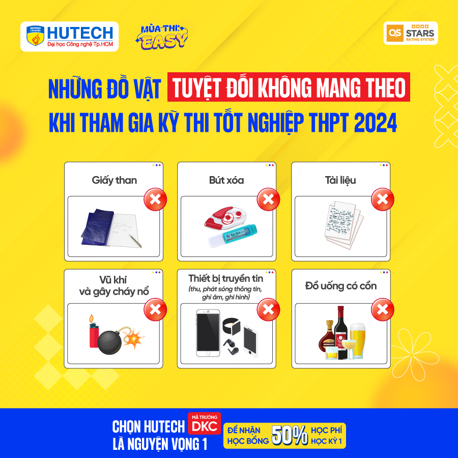 Những vật dụng không được phép mang vào phòng thi